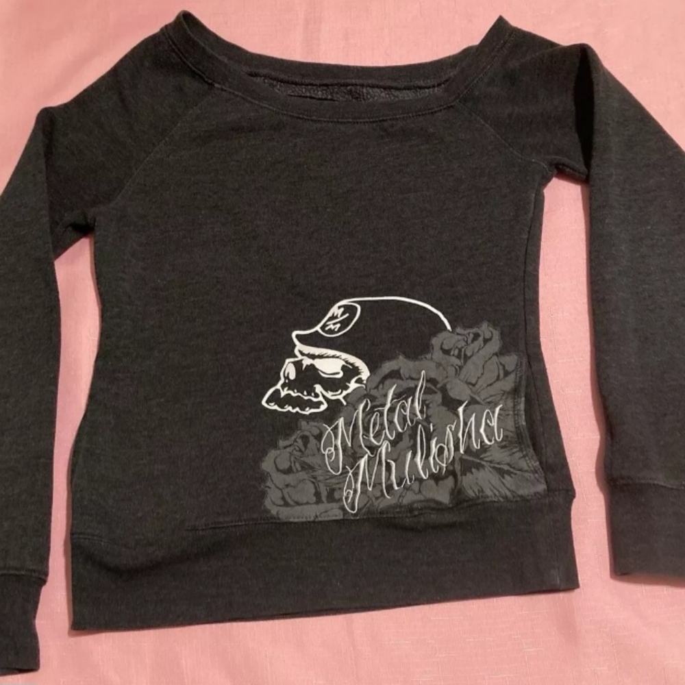 Vintage Metal Mulisha Sweatshirt Sweater Size X Small Skull Grunge Y2K Pockets